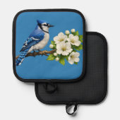 Blauwe Gaai met Witte Bloesems Pannenlap (Voorkant / Achterkant)