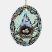 Blauwe Gaai Nest Keramisch Ornament (Rechts)