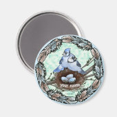 Blauwe Gaai Nest Magneet (Voorkant / Achterkant)