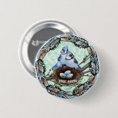 Blauwe Gaai Nest Ronde Button 5,7 Cm (Voorkant /achterkant)