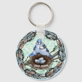 Blauwe Gaai Nest Sleutelhanger (Voorkant)