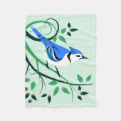 Blauwe Gaai Op Spiraal Tak Fleece Deken (Voorkant)