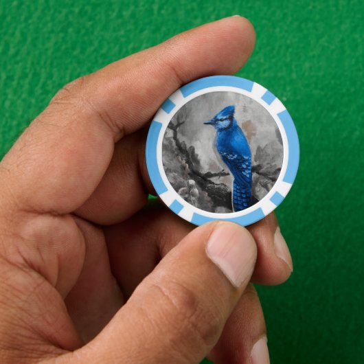 Blauwe Gaai Poker Chip (Hand)
