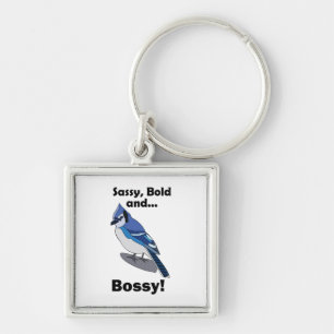 Blauwe Gaai Sassy Bold Bossy Vogel Feestartikel Sleutelhanger