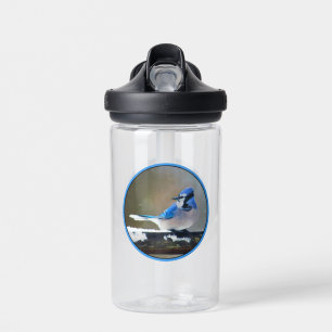 Blauwe Gaai Schilderij - Originele Vogel Kunst Waterfles