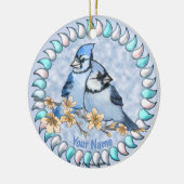 Blauwe Gaai Tak  Keramisch Ornament (Links)