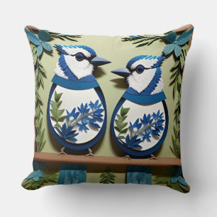 🌸 Blauwe Gaai Vogel Artistieke Natuur Decoratie Kussen