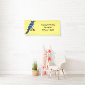 Blauwe gaai vogel cartoon illustratie spandoek (Insitu)