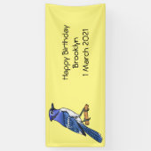 Blauwe gaai vogel cartoon illustratie spandoek (Verticaal)
