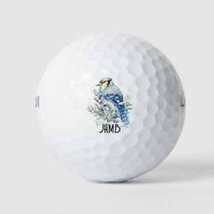 Blauwe Gaai Vogel Dier Monogram Kunst Golfballen