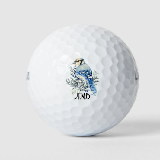 Blauwe Gaai Vogel Dier Monogram Kunst Golfballen (Voorkant)