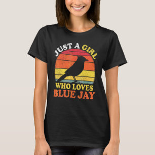 Blauwe Gaai Vogel Vintage Gewoon Een Meisje Dat Va T-shirt