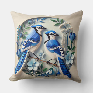 Blauwe Gaai Vogel Worp Kussen Natuur Decoratie Cad