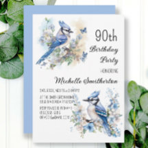 Blauwe Gaai Vogels Bloemen Lente 90e Verjaardag