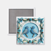 Blauwe Gaai Vogels Papier Kunst Magneet (Voorkant / Achterkant)