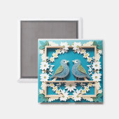 Blauwe Gaai Vogels Papier Kunst Magneet (Voorkant / Achterkant)