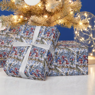 Blauwe gaaien op een wintertak cadeaupapier