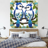 Blauwe Gaaien Papier Kunst Canvas Afdruk (Insitu (Slaapkamer))