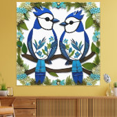 Blauwe Gaaien Papier Kunst Canvas Afdruk (Insitu (Woonkamer))