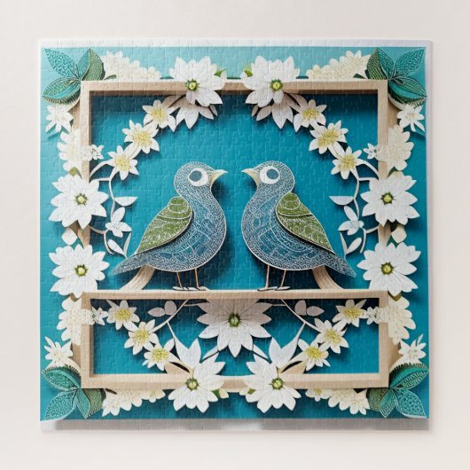 Blauwe Gaaien Papier Kunst Legpuzzel (Verticaal)
