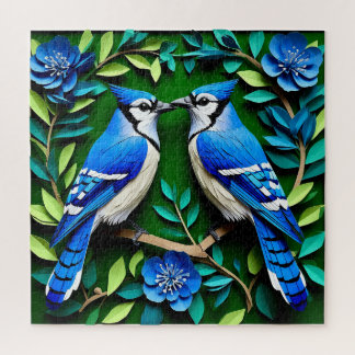 Blauwe Gaaien Papier Kunst Legpuzzel