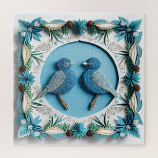 Blauwe Gaaien Papier Kunst Legpuzzel