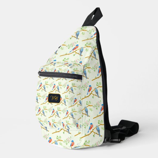 Blauwe gaaien sling bag (Rechterhoek)