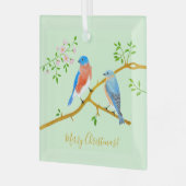 Blauwe gaaien zijn niet de enige vogels met een bl glas ornament (Voorkant links)