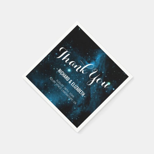 Blauwe Galaxy bruiloft dank u servetten (Hoek)