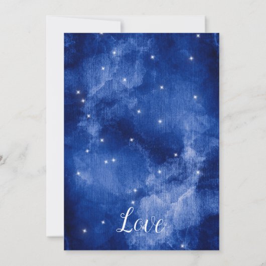 Blauwe galaxy Celestial Stars Fairy Lights Wedding Kaart (Achterkant)