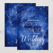 Blauwe galaxy Celestial Stars Fairy Lights Wedding Kaart (Voorkant / Achterkant)