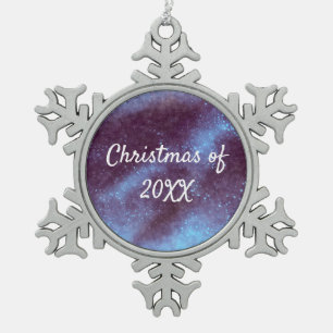 Blauwe Galaxy Glitter Abstract Persoonlijk Tin Sneeuwvlok Ornament
