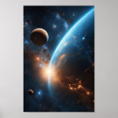 Blauwe Galaxy Orb Kosmisch Stellair Universum Poster (Voorkant)