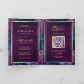 Blauwe Galaxy Paarse Mandala QR Code Indiase Bruil (Binnen)