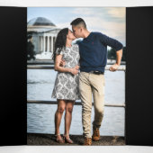 Blauwe Galaxy Romantisch Paar Foto Bruiloft Drieluik Uitnodiging (Binnenkant midden)