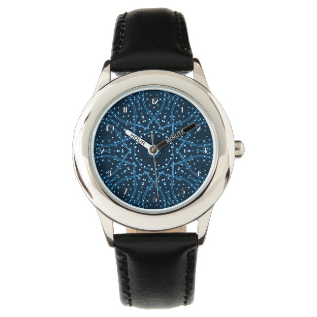 Blauwe Galaxy Stars polshorloge Horloge (Voorkant)