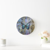 Blauwe Galaxy Vlinder Ronde Klok (Huis)