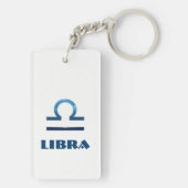 Blauwe galg Zodiac-tekens op wit Sleutelhanger (achterkant)