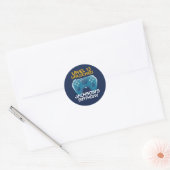 Blauwe gamer gaming level niet vergrendeld op zate ronde sticker (Envelop)