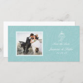 Blauwe Ganesha Foto Sla de datumkaarten op Save The Date (Voorkant / Achterkant)