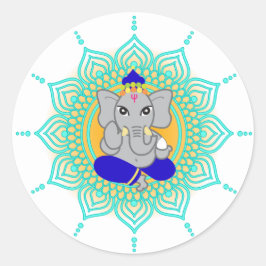Blauwe Ganesha-labels Ronde Sticker