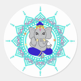 Blauwe Ganesha-labels Ronde Sticker