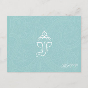 Blauwe Ganesha RSVP-kaarten Uitnodiging Briefkaart