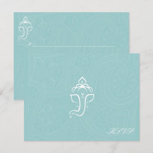 Blauwe Ganesha RSVP-kaarten Uitnodiging Briefkaart (Voorkant / Achterkant)