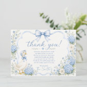 Blauwe Gans Baby Shower Bedankkaart (Staand voorkant)