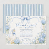 Blauwe Gans Baby Shower Bedankkaart (Voorkant / Achterkant)