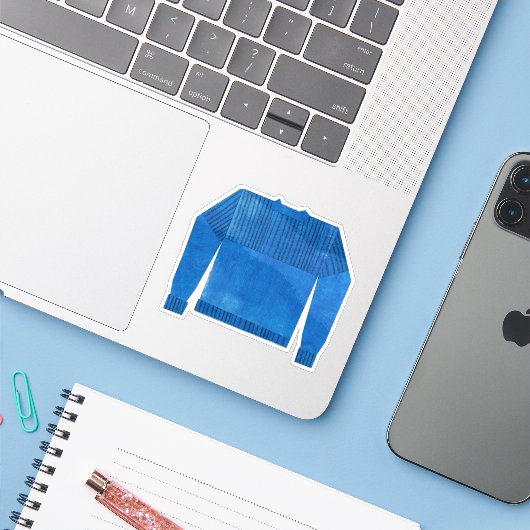 Blauwe gansey sticker (Laptop met iPhone)