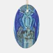 blauwe gargoyle keramisch ornament (Rechts)
