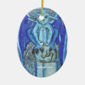 blauwe gargoyle keramisch ornament (Voorkant)