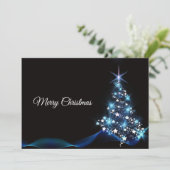 Blauwe garnaal met kerstcadeautjes Zwarte Elegant Feestdagenkaart (Staand voorkant)